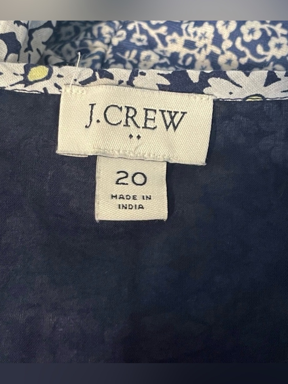 J.Crew Flutter Sleeve, Daisy Print, tie front, Navy Cotton, lined Dress. Sz20 - Picture 3 of 7